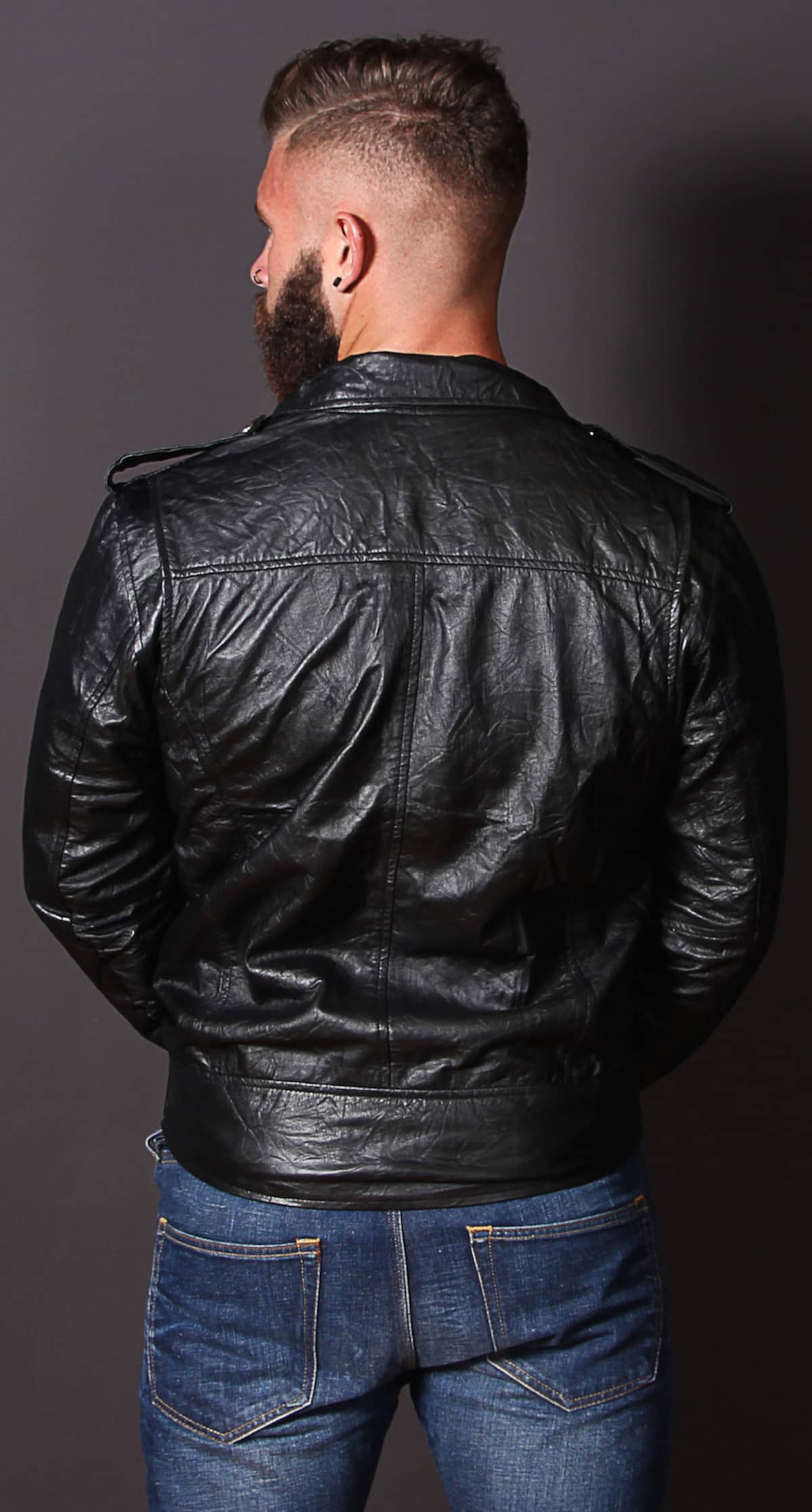 Wrinkle Leather Jacket Fashion Men