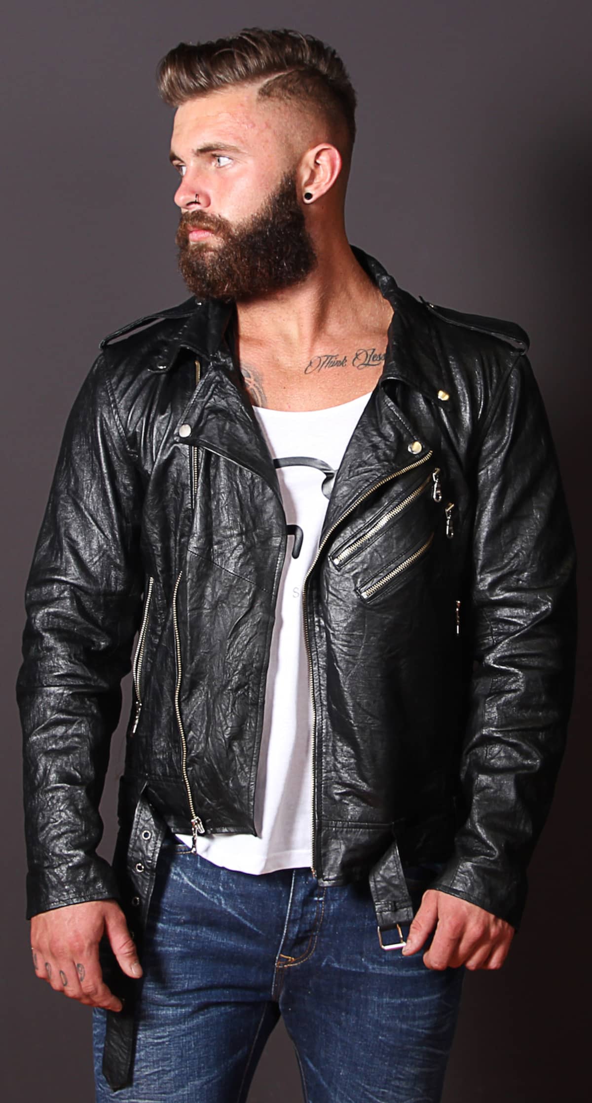 Wrinkle Leather Jacket Fashion Men