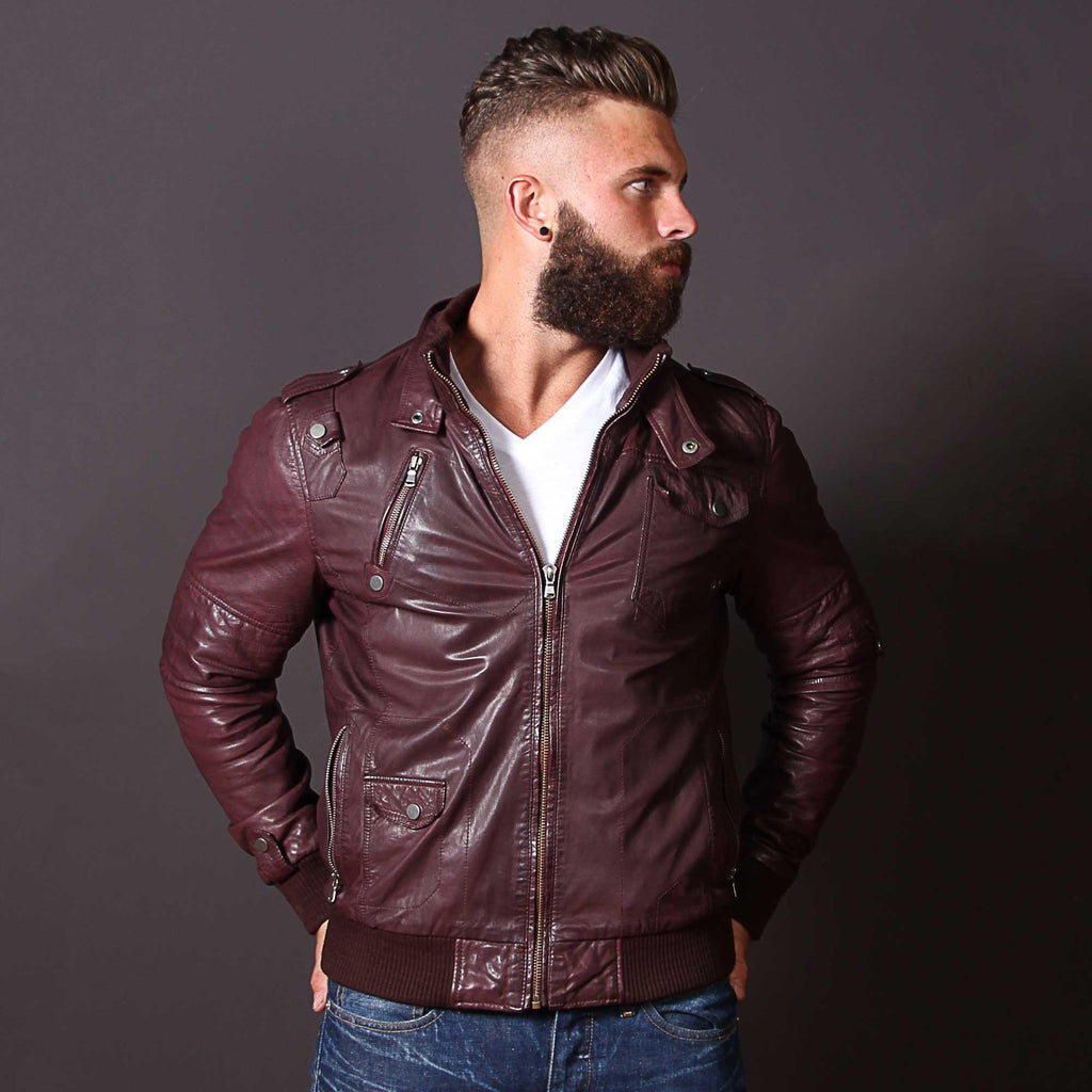 Boston Brown Leather Bomber Jacket