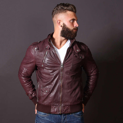 Boston Brown Leather Bomber Jacket