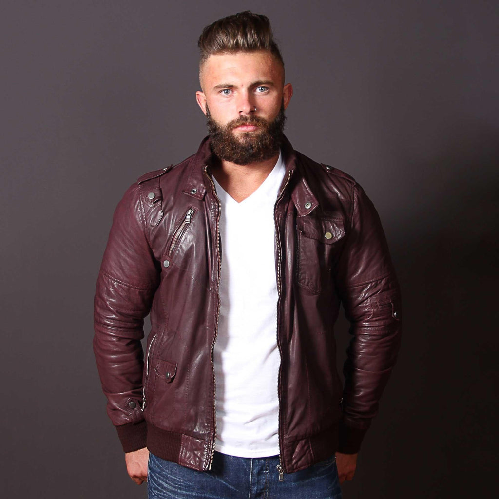 Boston Brown Leather Bomber Jacket