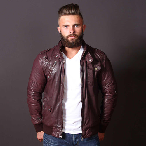 Boston Brown Leather Bomber Jacket